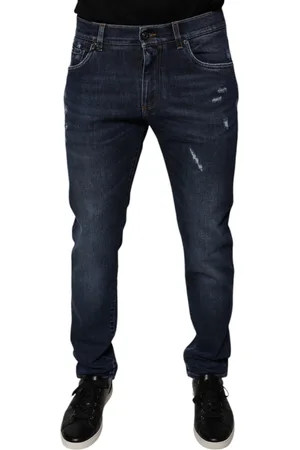 Dolce & Gabbana Dark Cotton Logo Skinny Denim Jeans - IT48 | M