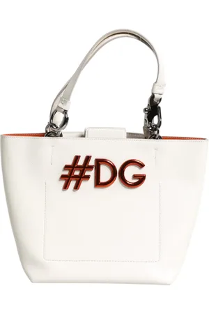 Dolce & Gabbana White Leather #DG BEATRICE Top Handle Tote Bag