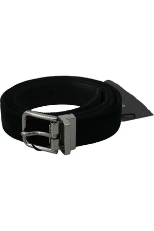 Dolce & Gabbana Velvet Leather Silver Buckle Belt - 95 cm / 38 Inches