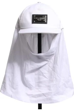 Dolce & Gabbana White Cotton DG Logo Plaque Baseball Balaclava Cap - 58 cm|M