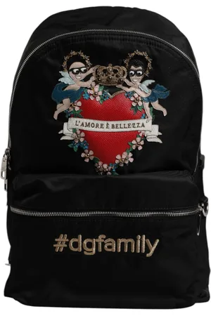 Dolce & Gabbana Black Nylon #DGFAMILY Embellished Backpack VULCANO Bag