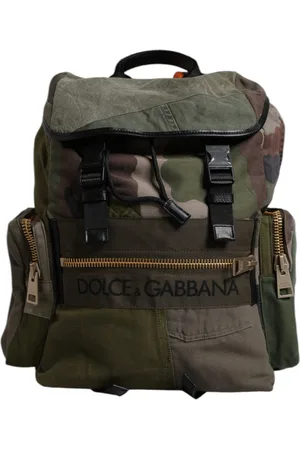 Dolce & Gabbana Military Green Patchwork School Backpack Bag