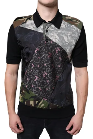 Dolce & Gabbana Camouflage Patchwork Silk Polo T-shirt - IT48 | M