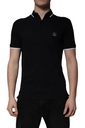Dolce & Gabbana Black Cotton Crown Collared Polo T-shirt - IT44 | XS