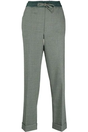 PAROSH Fine-check tapered cropped trousers - XS