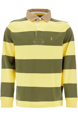 Ralph Lauren Olive and yellow striped cotton polo - L