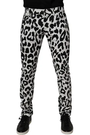 Dolce & Gabbana White Leopard Cotton Skinny Denim Jeans - IT48 | M