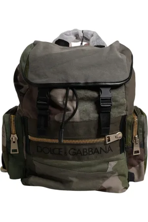 Dolce & Gabbana Military Green Patchwork School Backpack Bag