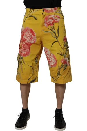 Dolce & Gabbana Floral Cargo Denim Men Bermuda Shorts - IT44 | XS