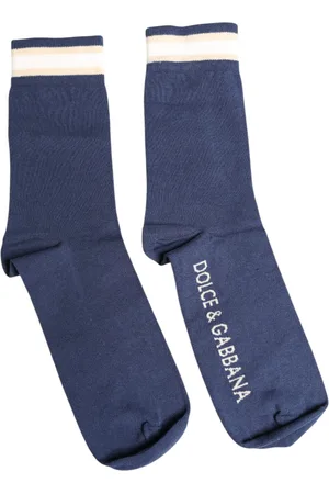 Dolce & Gabbana Blue Stretch DG Logo Print Mid Calf Socks - L