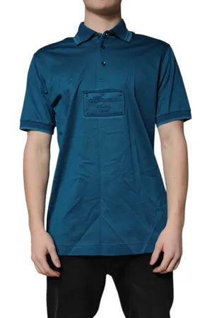 Dolce & Gabbana Blue Logo Cotton Men Polo Shirt T-shirt - IT52 | XL