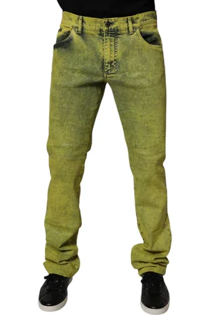 Dolce & Gabbana Yellow Cotton Stretch Skinny Men Denim Jeans - IT48 | M