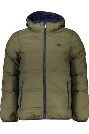 La Martina Elegant Green Hooded Jacket with Contrast Details - S