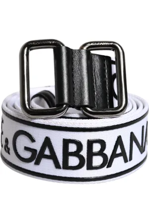 Dolce & Gabbana Black White Logo Printed Metal Buckle Belt - 110 cm / 44 Inches
