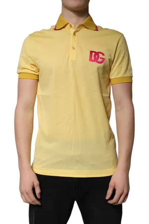 Dolce & Gabbana Yellow Cotton Logo Collared Polo T-shirt - IT46 | S