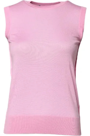 Dolce & Gabbana Pink Cashmere Round Neck Sleeveless Tank Top - IT36|XXS