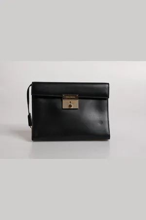 Dolce & Gabbana Black Leather Logo Plaque Document Briefcase Bag