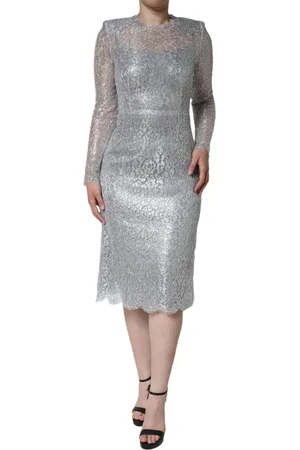 Dolce & Gabbana Floral Lace Bodycon Sheath Midi Dress - IT40|S