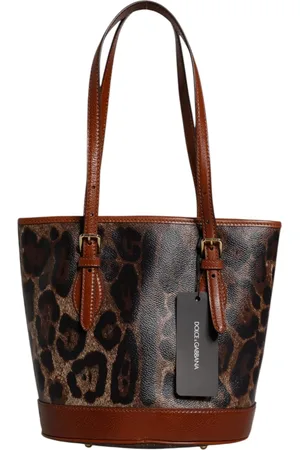 Dolce & Gabbana Brown Leopard Leather Shoulder Strap Tote Bag