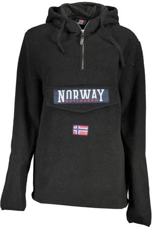 Norway 1963 Elegant Black Half Zip Hooded Sweatshirt - XL