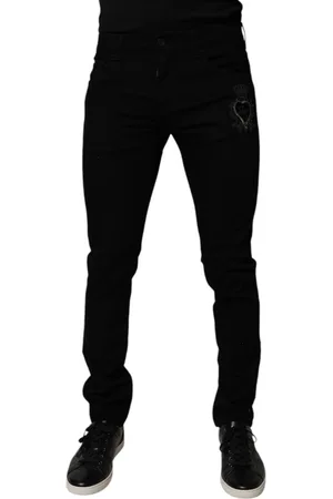 Dolce & Gabbana Black Sacred Heart Cotton Skinny Denim Jeans - IT48 | M