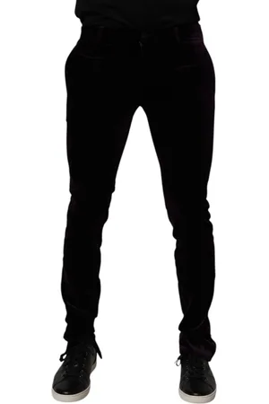 Dolce & Gabbana Velvet Cotton Men Dress Formal Pants - IT48 | M