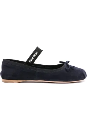 Miu Miu Bow-detail suede ballerina shoes - 38