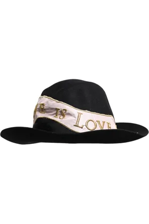 Dolce & Gabbana Black Logo Embroidered Women Wide Brim Hat - 57 cm|S