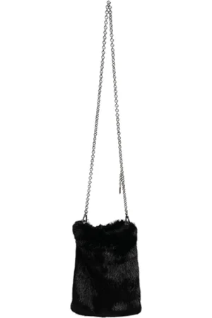Dolce & Gabbana Faux Fur Silver Chain Crossbody Shoulder Purse Bag