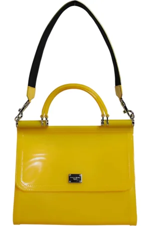 Dolce & Gabbana Yellow PVC Cotton Satchel Shoulder Strap Bag