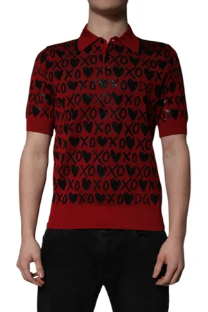 Dolce & Gabbana Red Cotton XOXO Collared Polo T-shirt - IT46 | S