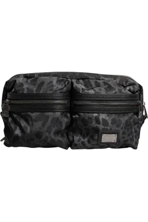 Dolce & Gabbana Black Gray Leopard DG Logo Belt Waist Fanny Pack Bag