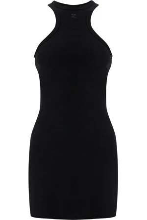 Courrèges Cotton mini dress with high neck and sleeveless design - S