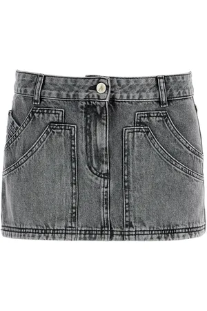 The Attico Gray high-waisted slim fit denim mini skirt - 40