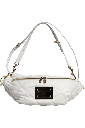 Dolce & Gabbana White Quilted Logo Plaque Belt Waist Fanny Pack Bag