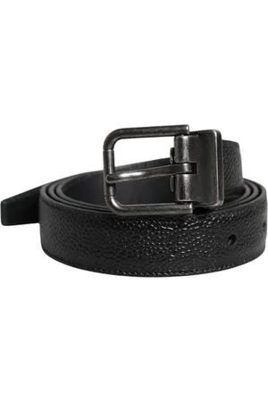 Dolce & Gabbana Black Calf Leather Classic Metal Buckle Belt - 90 cm / 36 Inches