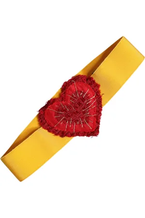 Dolce & Gabbana Yellow Stretch Wide Waist Heart Embellished Belt - IT40|S
