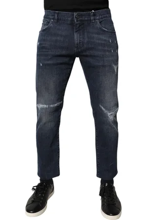 Dolce & Gabbana Blue Cotton Stretch Skinny Men Denim Jeans - IT50 | L