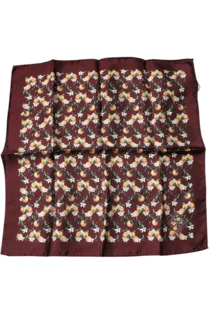 Dolce & Gabbana Maroon Oranges Silk Square Handkerchief Scarf