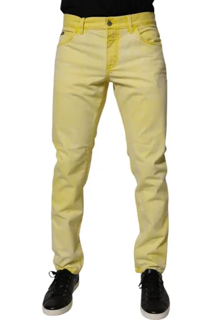 Dolce & Gabbana Yellow Cotton Stretch Skinny Men Denim Jeans - IT48 | M