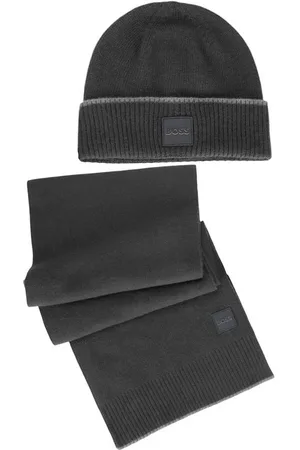 HUGO BOSS Black Wool Men Scarf