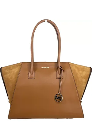 Michael Kors Avril XL Suede Leather Top Zip Satchel Bag Luggage