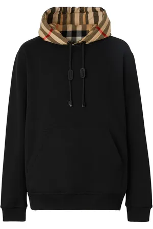 Burberry Check-hood cotton hoodie - L