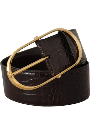 Dolce & Gabbana Crocodile Pattern Leather Gold Oval Buckle Belt - 75 cm / 30 Inches