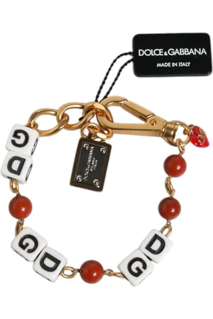 Dolce & Gabbana Multicolor Gold Tone Brass Chain DG Logo Dice Bracelet