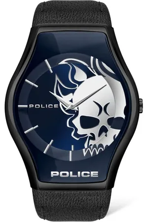 Police Black Leather Watch