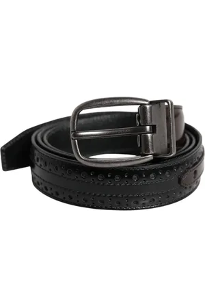Dolce & Gabbana Black Brown Leather Classic Metal Buckle Belt - 85 cm / 34 Inches