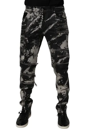 Dolce & Gabbana Black Tie Dye Cotton Skinny Zip Denim Jeans - IT50 | L