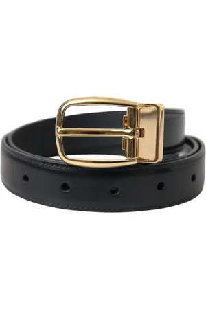 Dolce & Gabbana Calf Leather Gold Metal Buckle Belt - 75 cm / 30 Inches