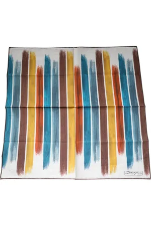 Dolce & Gabbana Multicolor Stripes Cotton Square Foulard Scarf